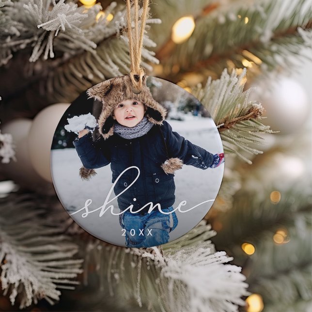 Ornamento De Cerâmica Script Shine | Foto (Criador carregado)