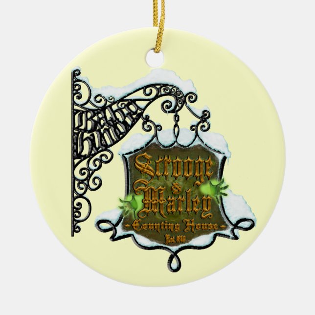 Ornamento De Cerâmica Scrooge&MarleySignScene (Frente)