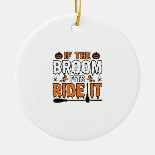Ornamento De Cerâmica Se a Vassoura Serve Monte Nele Camisa de Bruxa de 