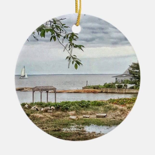 Ornamento De Cerâmica Sea iew Beach Madison, Connecticut Ornament (Frente)