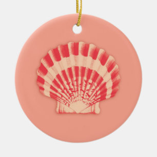 Ornamento De Cerâmica Sea Shell - coral e pêssego