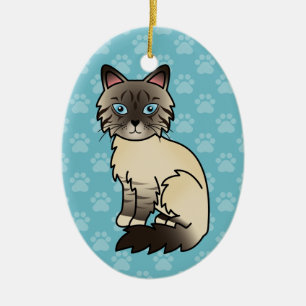 Ornamento De Cerâmica Seal Point Tabby Birman / Ragdoll Cat