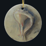 Ornamento De Cerâmica Seashell Beach Whelk Snail Conch Shell Art<br><div class="desc">Esta concha é uma pintura de perto de um galão de praia sentado na praia, pela artista da Flórida Mary Hubley. A concha ajustado com decoração de praia que precisa de um toque de concha. Esta linda gema branca tem um fundo branco arenoso. O gelejo é um presente perfeito para...</div>