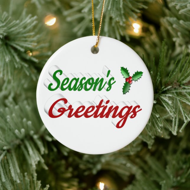 Ornamento De Cerâmica Seasons Saudações Holly Natal - Escrito verde (Árvore)