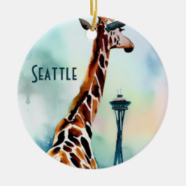 Ornamento De Cerâmica Seattle Giraffe Natal Souvenir