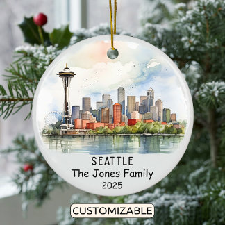 Ornamento De Cerâmica Seattle Ornament Personalizado, Washington