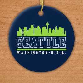 Ornamento De Cerâmica Seattle Washington Beautiful Skyline City