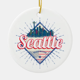 Ornamento De Cerâmica Seattle Washington EUA City Skyline EUA