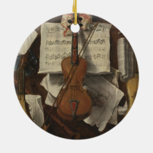 Ornamento De Cerâmica Sebastiano Lazzari Trompe - Violino e Notas Musica