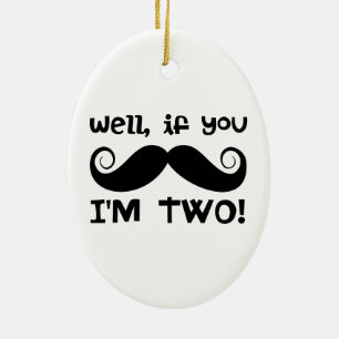 Ornamento De Cerâmica segundo aniversário Mustache