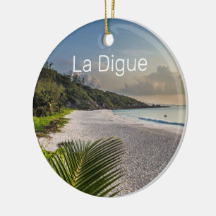 Ornamento De Cerâmica Seicheles La Digue Sunset Beach Souvenir