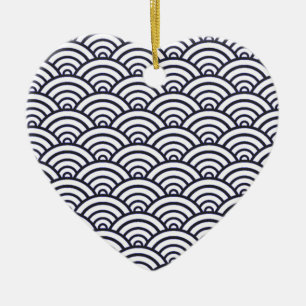 Ornamento De Cerâmica Seigaiha — padrão oceânico japonês