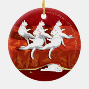 Ornamento De Cerâmica Seis Gatos por Lay... Dois lados.