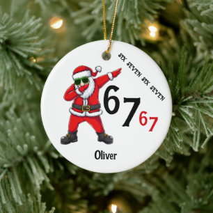 Ornamento De Cerâmica Seis Sete 6 7 67 Meme Papai Noel Personalizado Dub