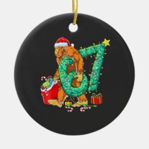 Ornamento De Cerâmica Seis Sete Pé Grande 67 Sasquatch Meme Natal