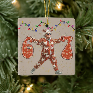 Ornamento De Cerâmica Seis Sete Vovó De Pijama De Natal