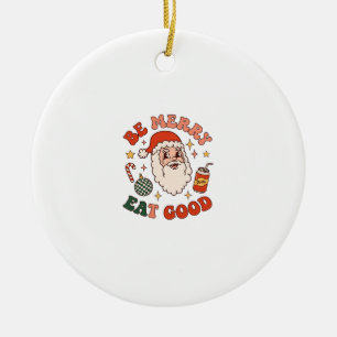 Ornamento De Cerâmica Seja Alegre Coma Bom Natal Papai Noel Refrigerante
