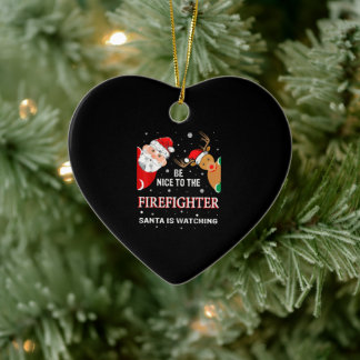 Ornamento De Cerâmica Seja Bom Para O Bombeiro Que Papai Noel Está Assis