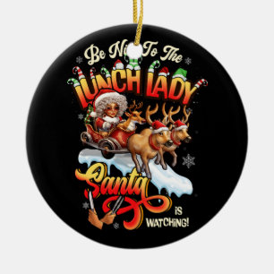 Ornamento De Cerâmica Seja Bonita Com O Almoço Senhora Papai noel Reinde