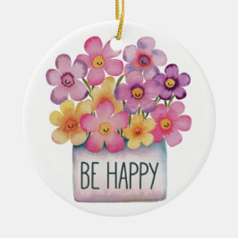 Ornamento De Cerâmica Seja feliz