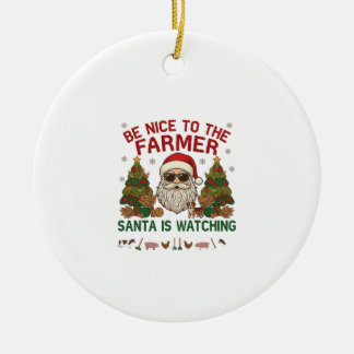Ornamento De Cerâmica Seja Legal Fazendeiro Papai Noel Animais de Fazend