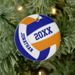 Ornamento De Cerâmica seleção de vôlei de meninos laranja-azuis