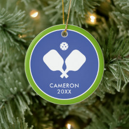 Ornamento De Cerâmica Seletor de Pickleball Logotipo Azul Verde Personal