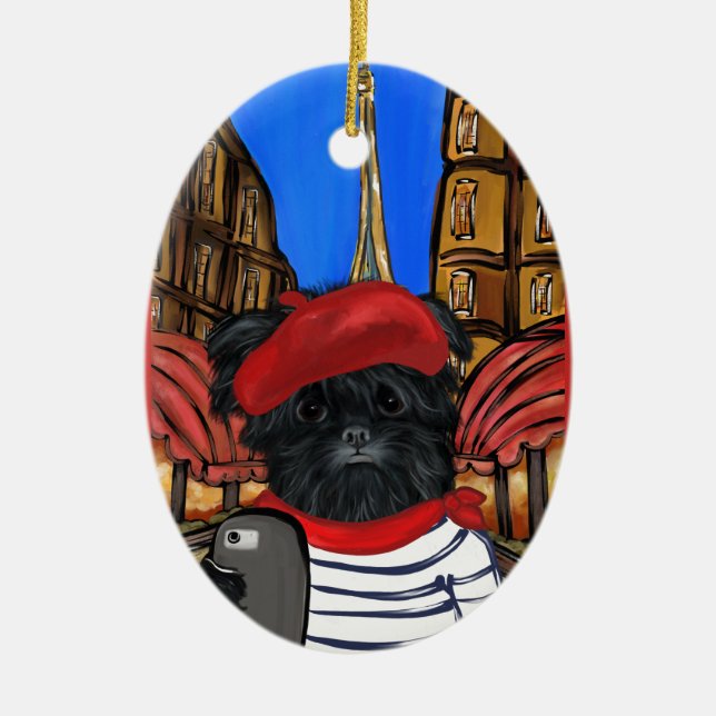 ORNAMENTO DE CERÂMICA SELFIE DE AFFENPINSCHER (Frente)