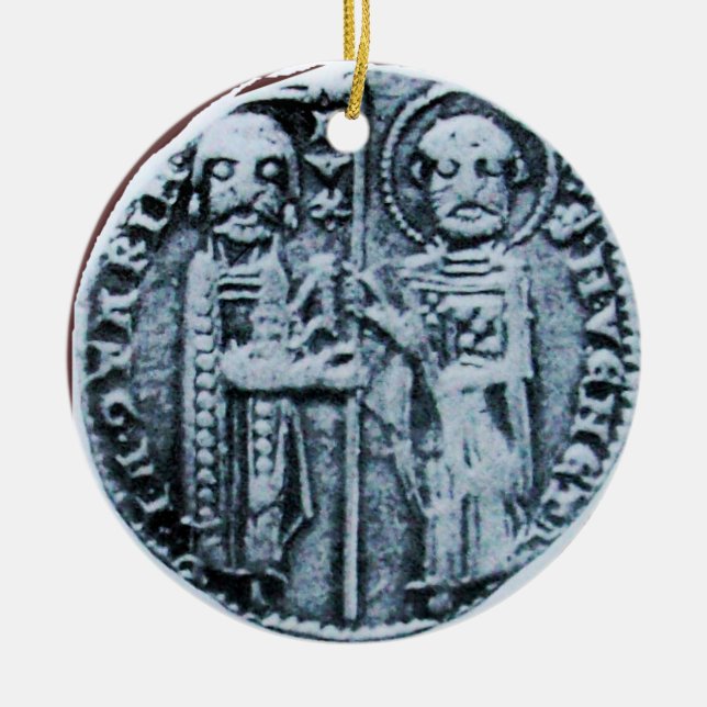 ORNAMENTO DE CERÂMICA SELO DA GEM DE MONOGRAMA DE KNIGHTS TEMPLAR (Frente)