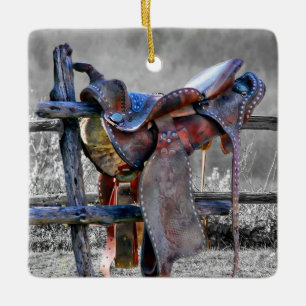 Ornamento De Cerâmica Selo De Cavalo Na Cerca De Coral Oeste