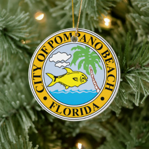 Ornamento De Cerâmica Selo de Pompano Beach, Flórida