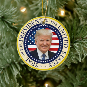 Ornamento De Cerâmica Selo do 47º Presidente Trump ganhou 2024