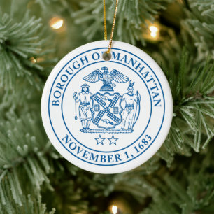 Ornamento De Cerâmica Selo do Borough of Manhattan, NYC