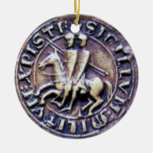Ornamento De Cerâmica SELO DO MODELO KNIGHTS MOPLAR MONOGRAMA azul