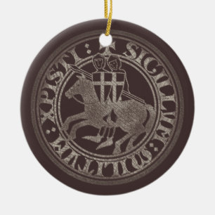 Ornamento De Cerâmica Selo dos Cavaleiros Templários Cruzados Deus Vult