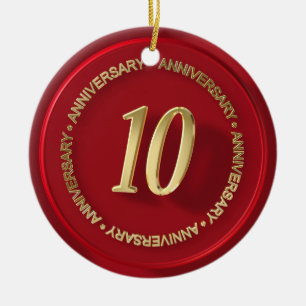 Ornamento De Cerâmica selo vermelho da cera do 10o aniversário