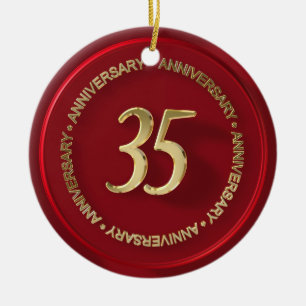Ornamento De Cerâmica selo vermelho da cera do 35o aniversário