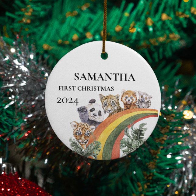 Ornamento De Cerâmica Selva Selvagem Selvagem Selvagem Selvagem Arco-Íri (Criador carregado)