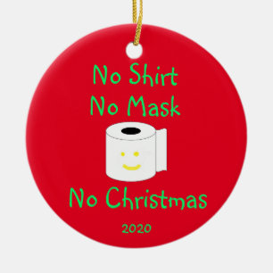 Ornamento De Cerâmica Sem Camisa, Sem Máscara, Sem Natal