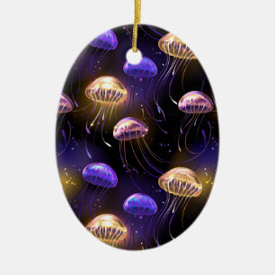 Ornamento De Cerâmica Sem costura com águas-vivas brilhantes