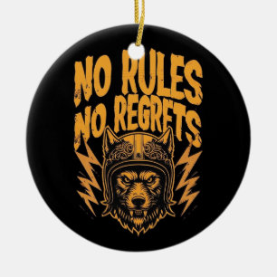 Ornamento De Cerâmica Sem Regras Não Lamenta - Gráfico de Wolf Biker