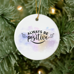 Ornamento De Cerâmica Sempre Ser Positivo Amarelo Roxo