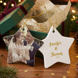 Ornamento De Cerâmica Senhor e Senhora Primeiro Natal Nome Personalizado