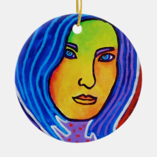 Ornamento De Cerâmica Senhora azul do cabelo