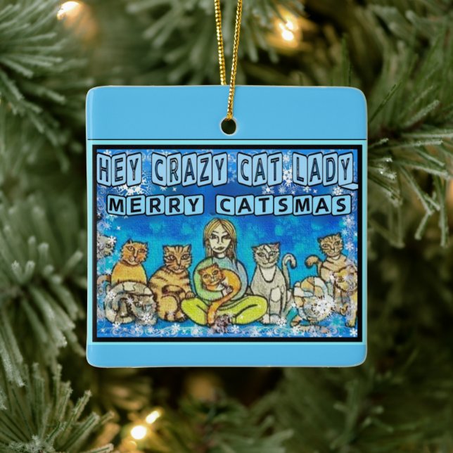 Ornamento De Cerâmica Senhora de Gato Louca (Árvore)