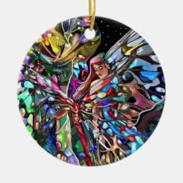 Ornamento De Cerâmica Senhora e Borboleta!