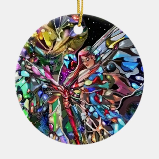 Ornamento De Cerâmica Senhora e Borboleta! (Frente)