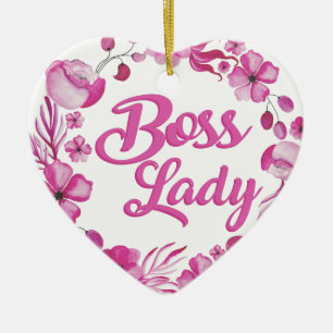 Ornamento De Cerâmica Senhora florido cor-de-rosa Projeto do chefe