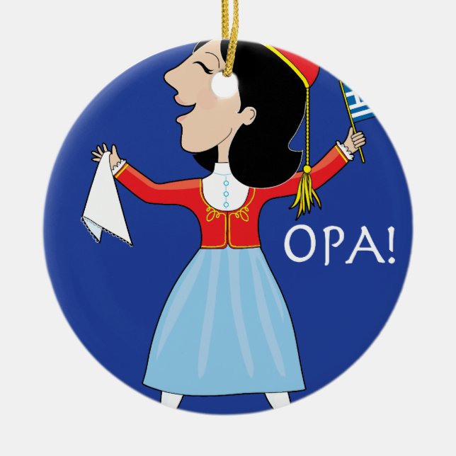 Ornamento De Cerâmica Senhora grega Dança (Frente)