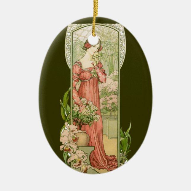 Ornamento De Cerâmica Senhora na estufa (Frente)